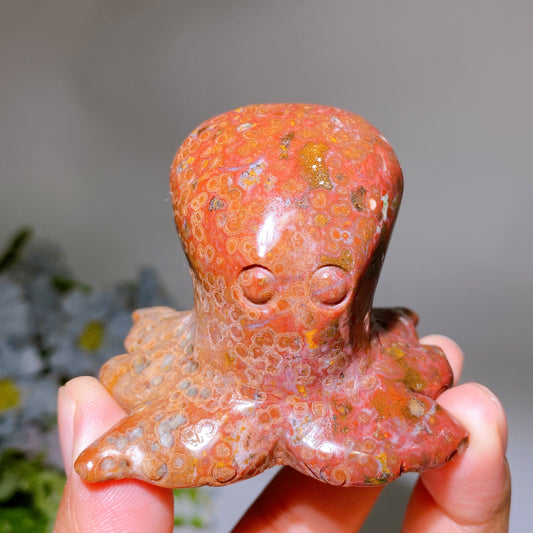 2.1"-2.4" Ocean Jasper Octopus Carving Crystal Healing Bulk Wholesale