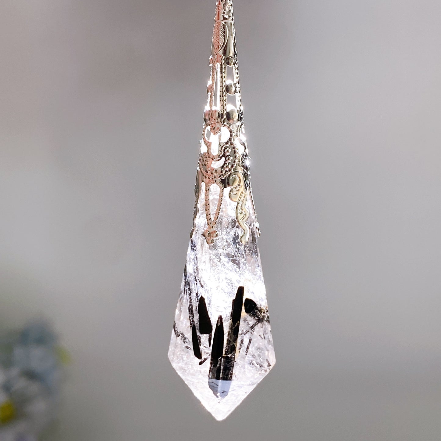 32cm Black Tourmaline in Quartz Pendulum Crystal healing Bulk Wholesale