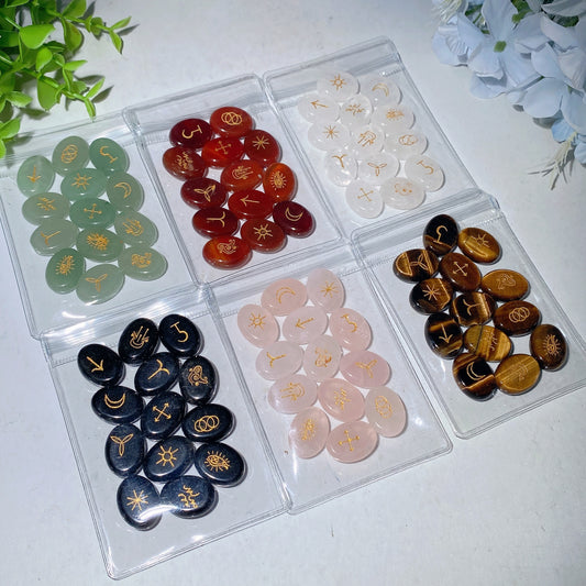 20mm Crystal Runes with Golden Printing Crystal Healing Bulk Wholesale