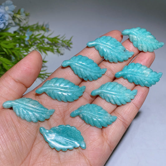 1.5" Amazonite Leaf Carving Crystal Healing Bulk Wholesale