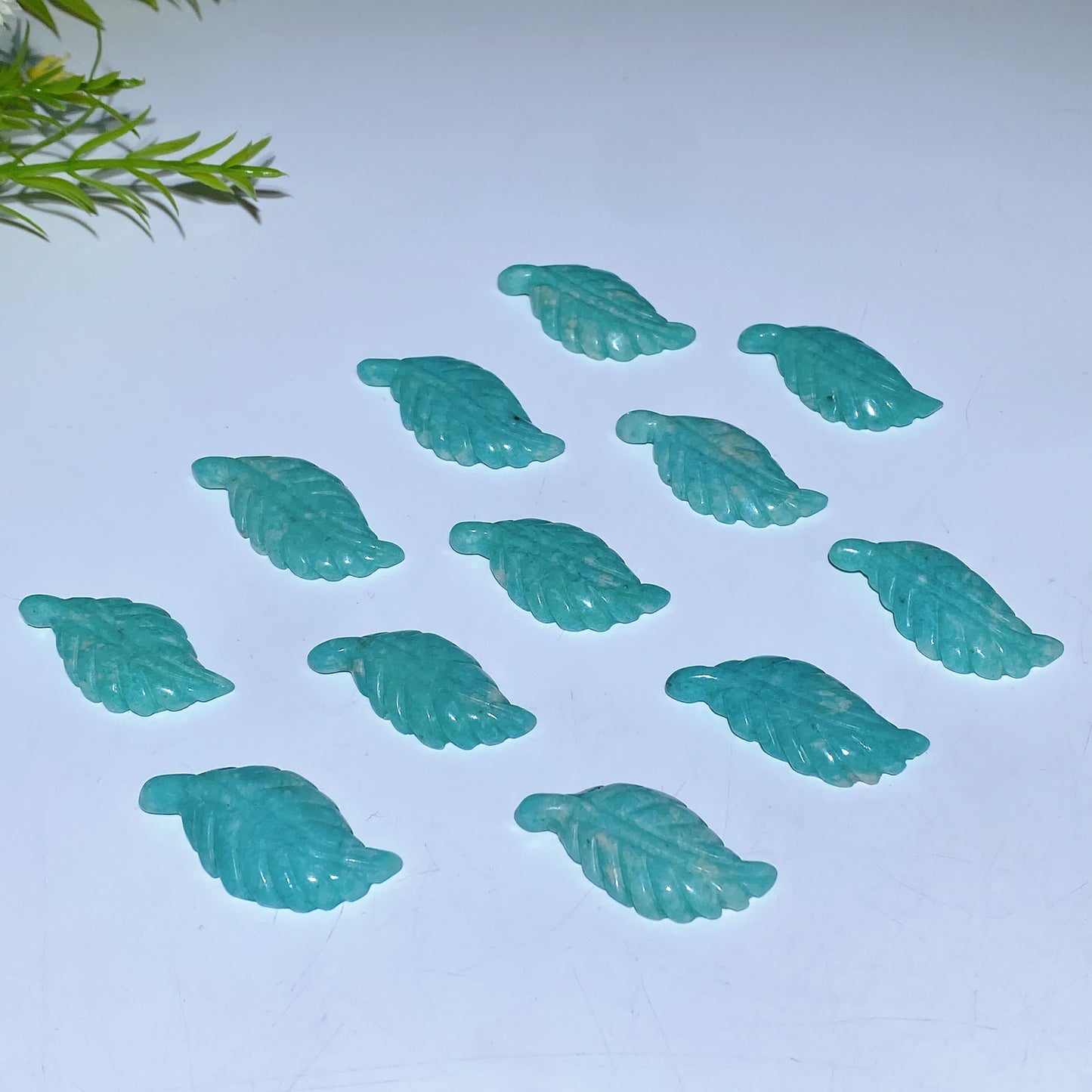 1.5" Amazonite Leaf Carving Crystal Healing Bulk Wholesale