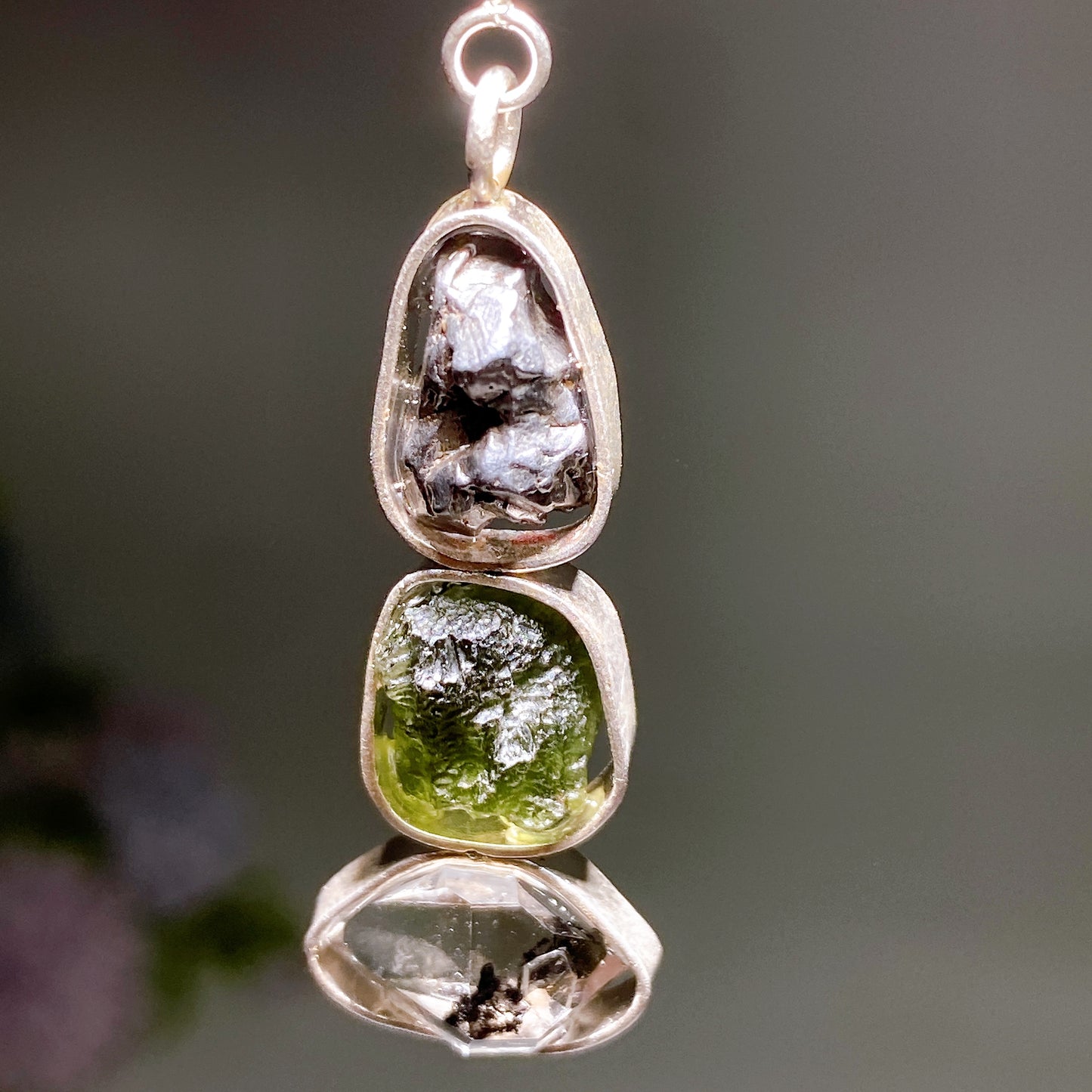 Sterling Silver Herkimer Diamond Campo Meteorite Moldavite Pendant Crystal Healing Bulk Wholesale