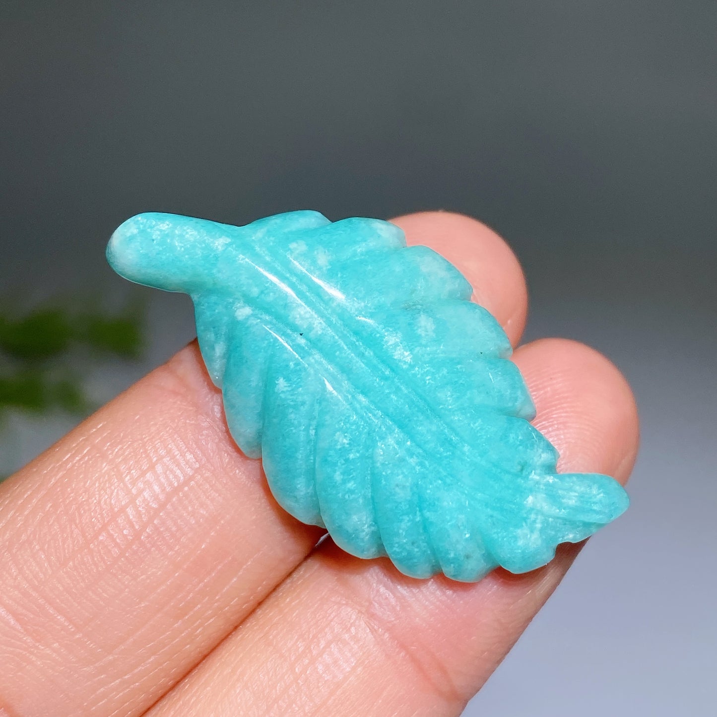 1.5" Amazonite Leaf Carving Crystal Healing Bulk Wholesale