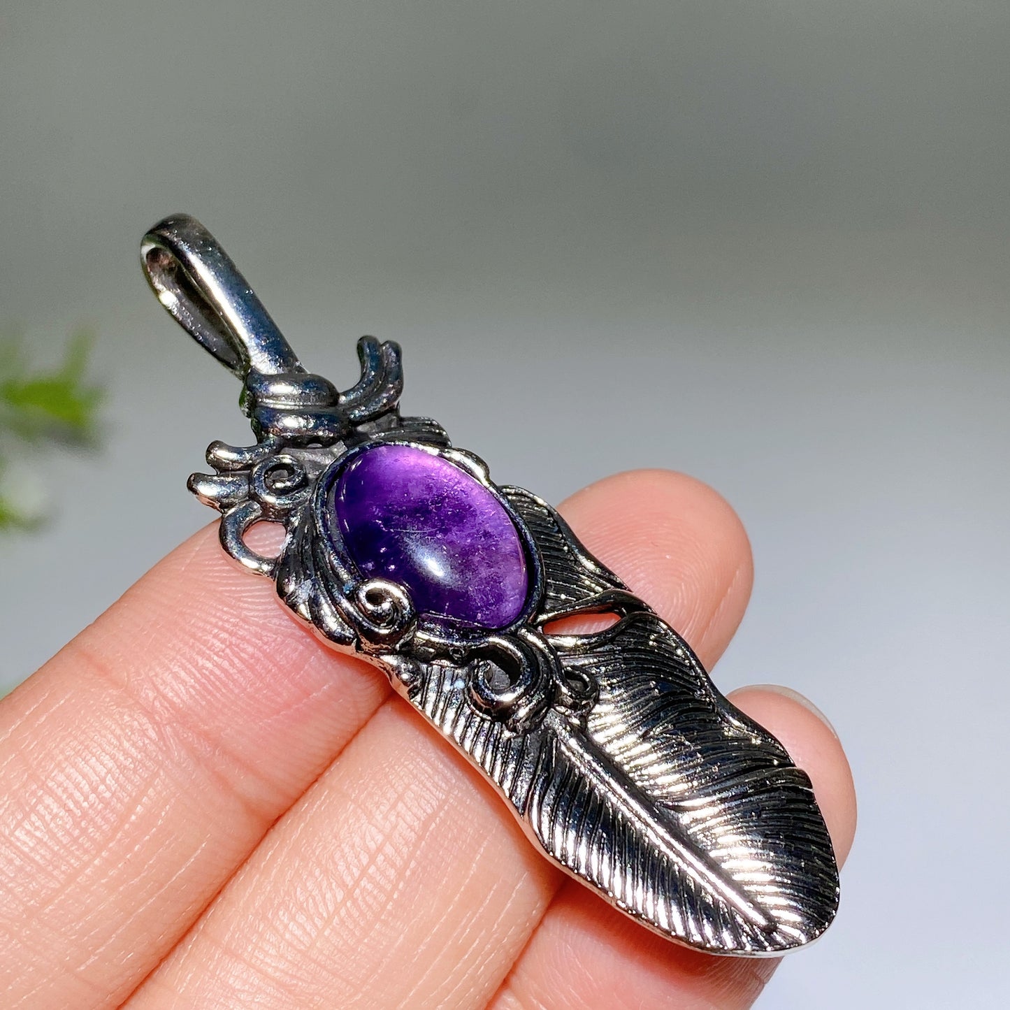 Crystal Metal Feather Pendant Crystal Healing Bulk Wholesale