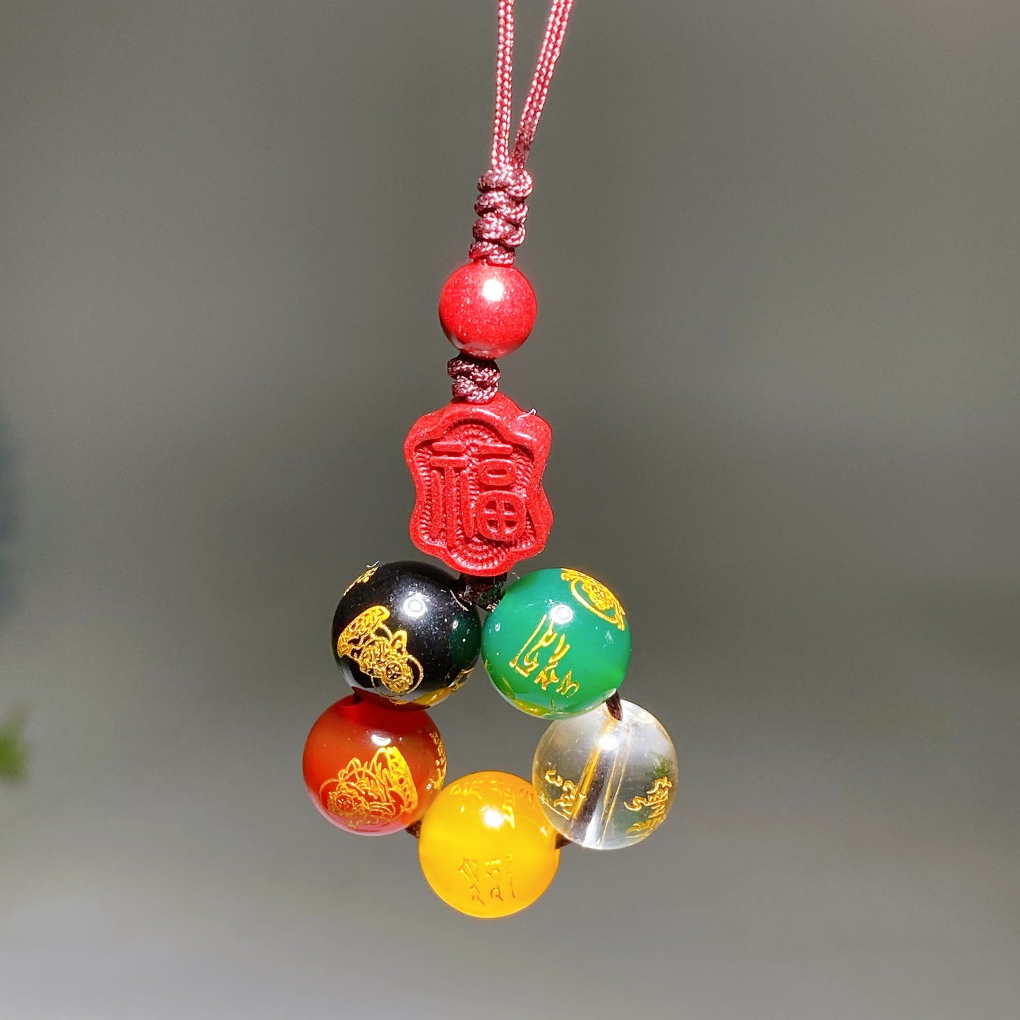 Cinnabar Crystal with Printing Bag Cellphone Hanging Ornament Crystal Healing Bulk Whoelsale