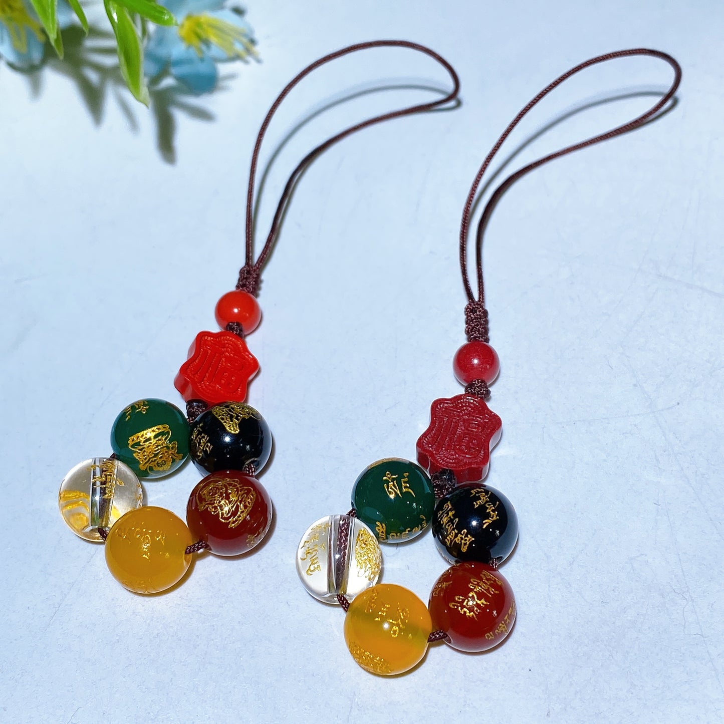 Cinnabar Crystal with Printing Bag Cellphone Hanging Ornament Crystal Healing Bulk Whoelsale