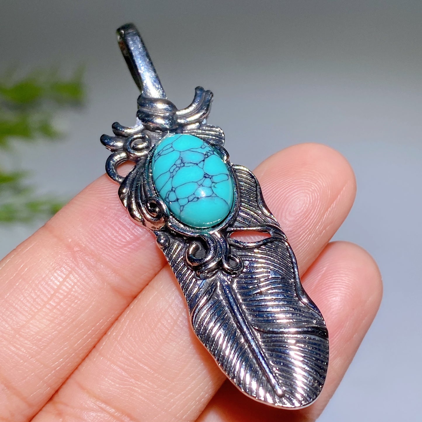 Crystal Metal Feather Pendant Crystal Healing Bulk Wholesale