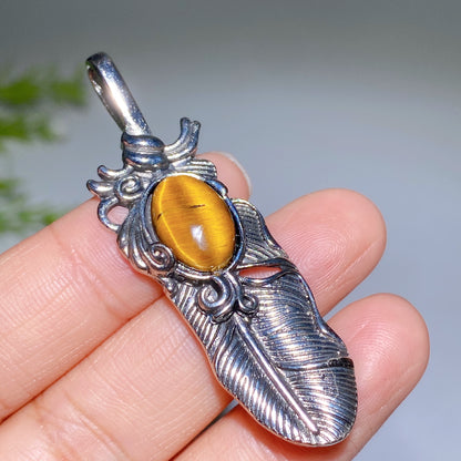 Crystal Metal Feather Pendant Crystal Healing Bulk Wholesale