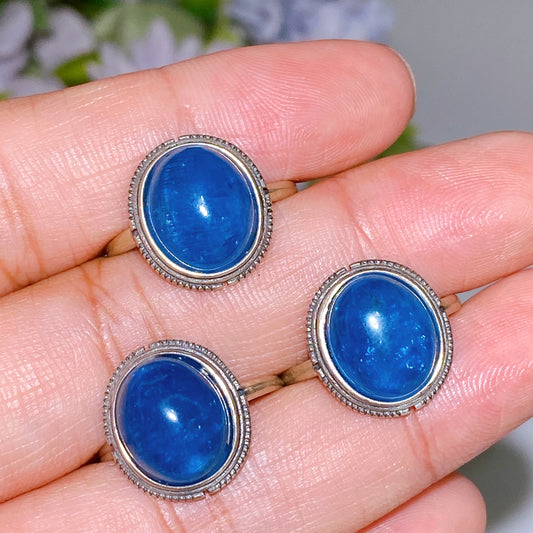 Sterling Silver Blue Apatite Ring Crystal Healing Bulk Wholesale