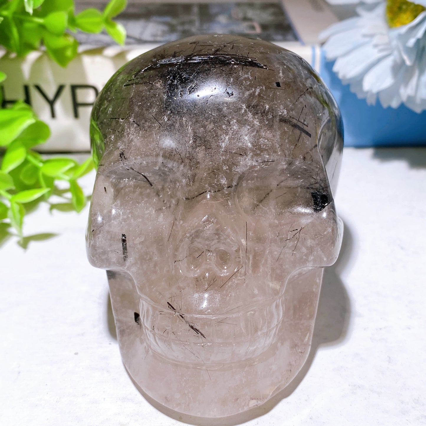 3.9" Unique Black Tourmaline In Quartz Skull Carvings Bulk Wholesale