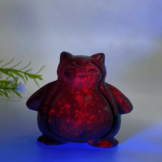 2.3" Ruby In Kyanite UV Reactive Pokemon Snorlax Carving Crystal Healing Bulk Wholesale