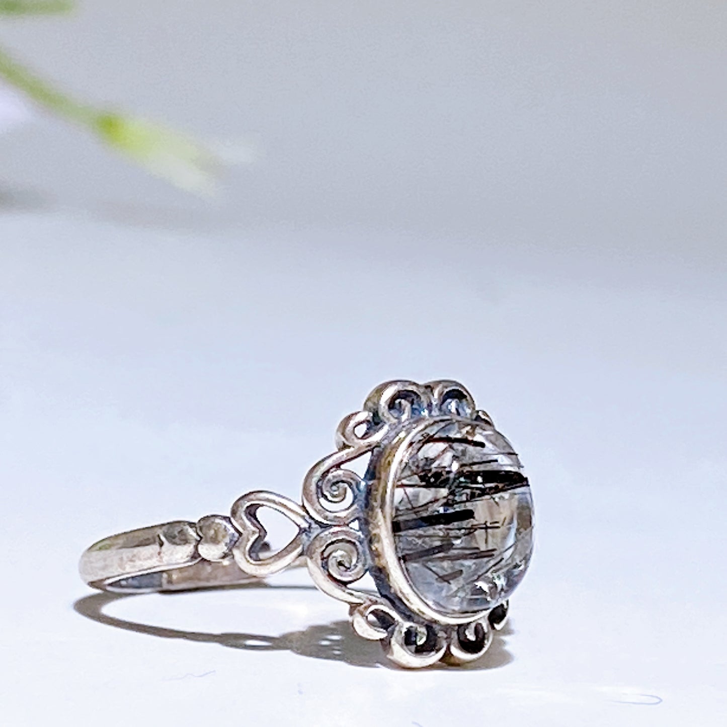 Sterling Silver Black Tourmaline in Quartz Ring Crystal Healing Bulk Wholesale