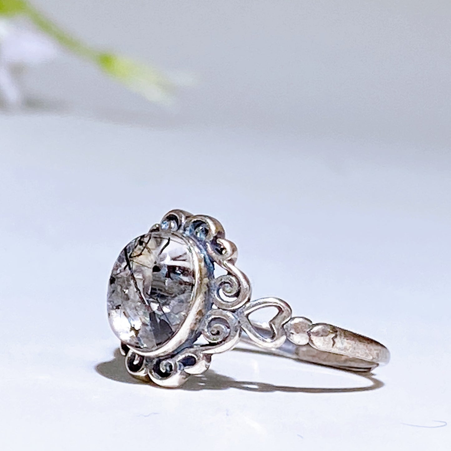 Sterling Silver Black Tourmaline in Quartz Ring Crystal Healing Bulk Wholesale