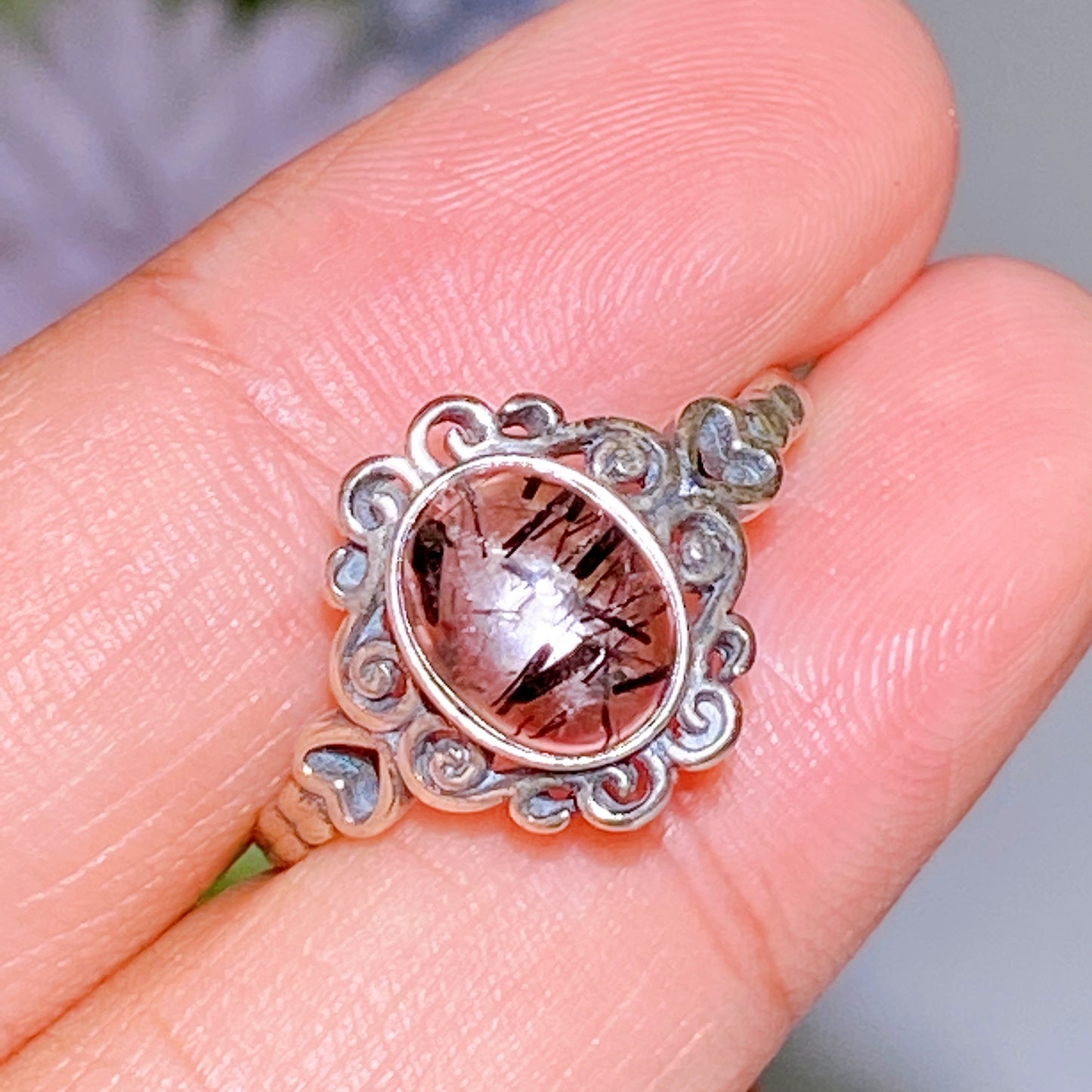 Sterling Silver Black Tourmaline in Quartz Ring Crystal Healing Bulk Wholesale