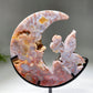 Crystal Fairy Moon Face Carving with Stand Crystal Healing Bulk Wholesale