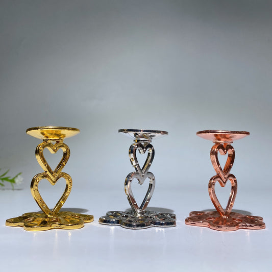 5cm Metal Double Heart Decor Stand Crystal Healing Bulk Wholesale