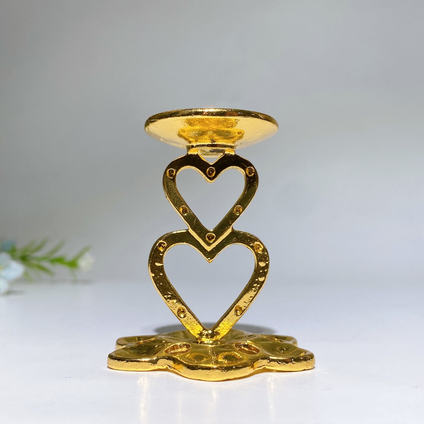 5cm Metal Double Heart Decor Stand Crystal Healing Bulk Wholesale