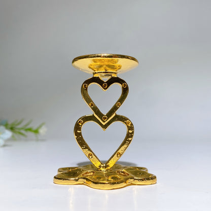 5cm Metal Double Heart Decor Stand Crystal Healing Bulk Wholesale