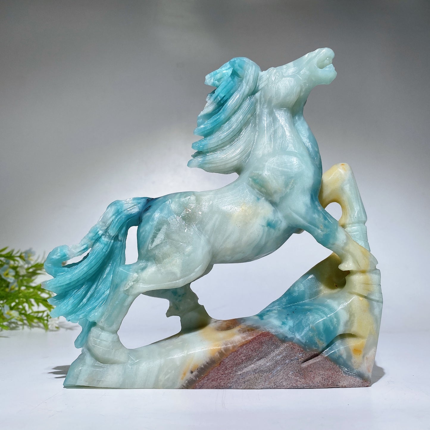 17cm Unique Caribbean Calcite Sky Blue Horse Carving Crystal Healing Bulk Wholesale