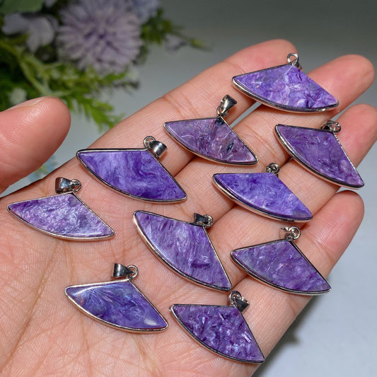 Charoite Fan Shape Pendant Crystal Healing Bulk Wholesale