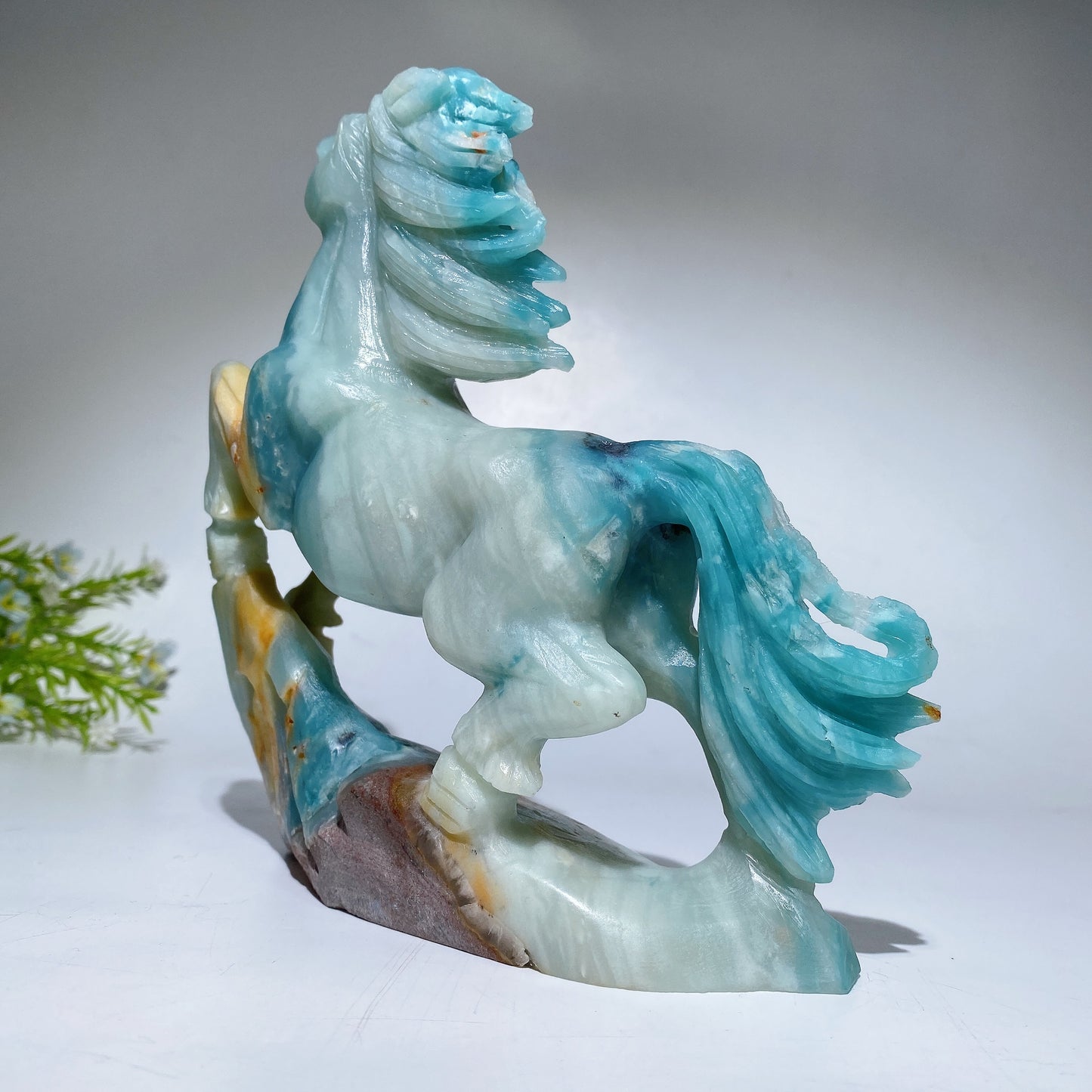 17cm Unique Caribbean Calcite Sky Blue Horse Carving Crystal Healing Bulk Wholesale