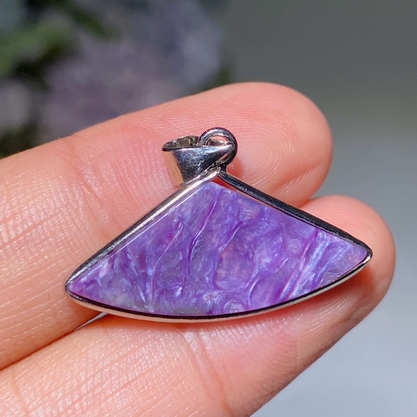 Charoite Fan Shape Pendant Crystal Healing Bulk Wholesale