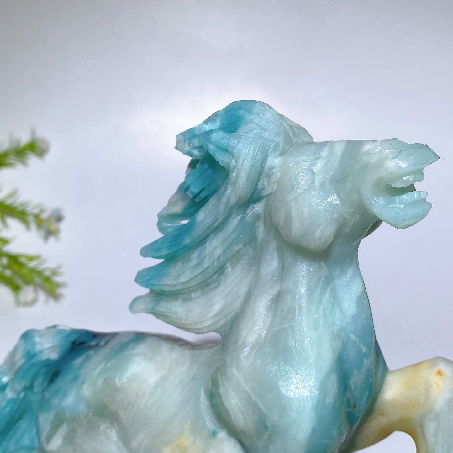 17cm Unique Caribbean Calcite Sky Blue Horse Carving Crystal Healing Bulk Wholesale