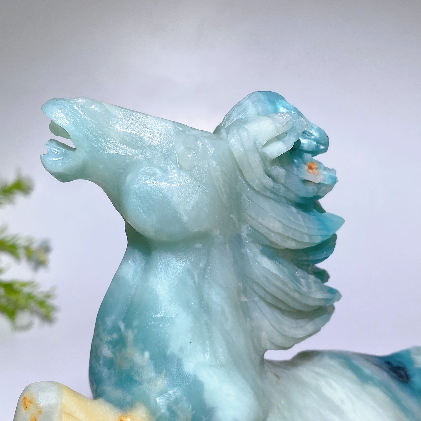 17cm Unique Caribbean Calcite Sky Blue Horse Carving Crystal Healing Bulk Wholesale