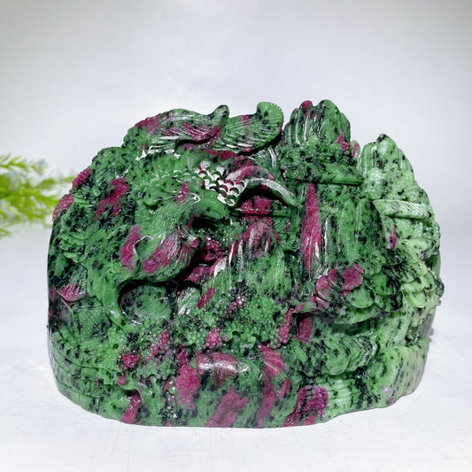 17cm Unique UV Reactive Ruby In Zoisite Phoenix Mountain Carving Free Form Crystal Healing Bulk Wholesale