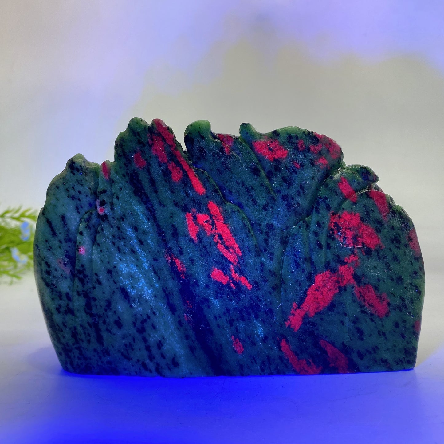 17cm Unique UV Reactive Ruby In Zoisite Phoenix Mountain Carving Free Form Crystal Healing Bulk Wholesale