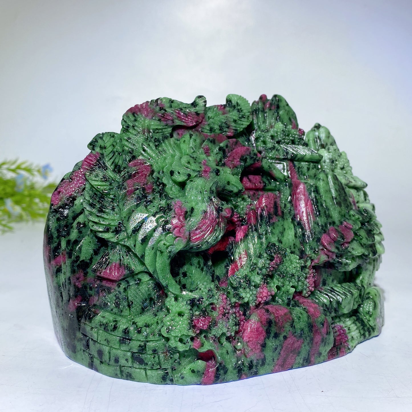 17cm Unique UV Reactive Ruby In Zoisite Phoenix Mountain Carving Free Form Crystal Healing Bulk Wholesale