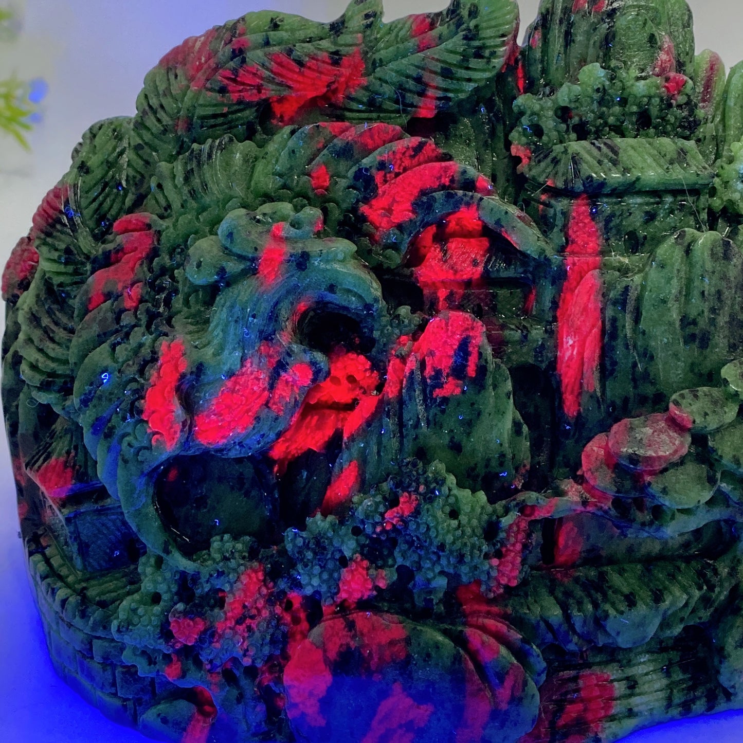 17cm Unique UV Reactive Ruby In Zoisite Phoenix Mountain Carving Free Form Crystal Healing Bulk Wholesale