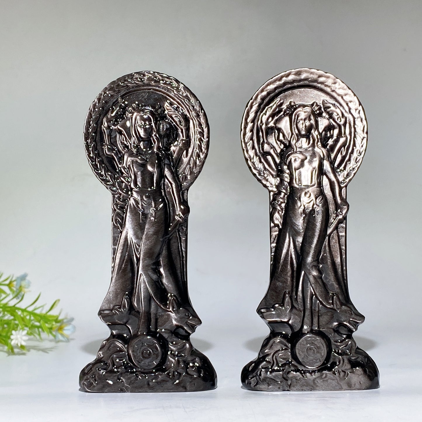 15cm Silver Obsidian Hecate Carving Crystal Healing Bulk Wholesale