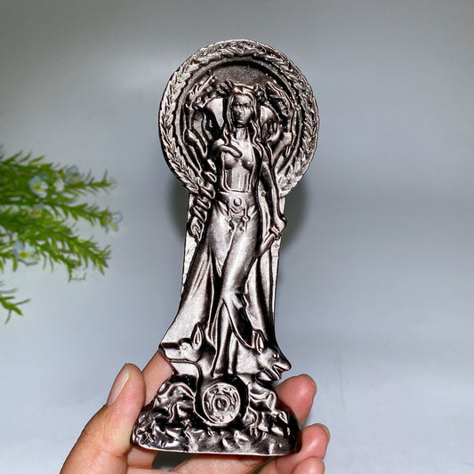 15cm Silver Obsidian Hecate Carving Crystal Healing Bulk Wholesale