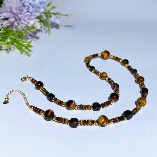 Dalakan Agarwood with Tiger's Eye Beads Necklace Crystal healing Bulk Wholesale