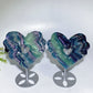 Rainbow Fluorite Heart Carving with Stand Crystal Healing Bulk Wholesale