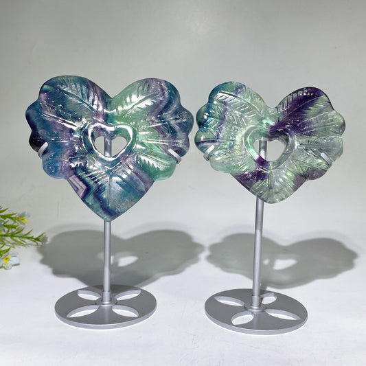 Rainbow Fluorite Heart Carving with Stand Crystal Healing Bulk Wholesale