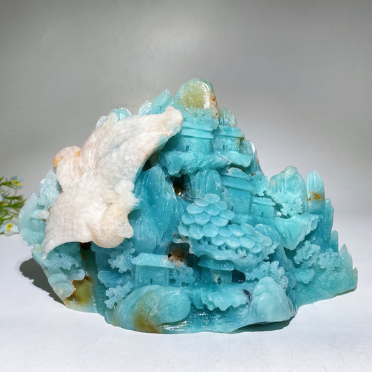 24cm Unique Hand Carved Caribbean Calcite Phoenix Mountain Free Form Crystal Healing Bulk Wholesale