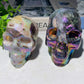 3.2"-4.0" Aura Druzy Zinc Skull Carvings Bulk Wholesale