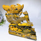 18cm Unique Bumblebee Jasper Nine-tails Fox Carving Crystal Healing Bulk Wholesale