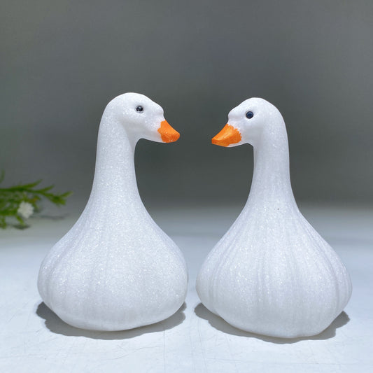 3.1" White Jade Garlic Swan Carving Crystal Healing Bulk Wholesale