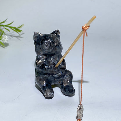 2.3" Crystal Fishing Cat Carving Crystal Healing Bulk Wholesale