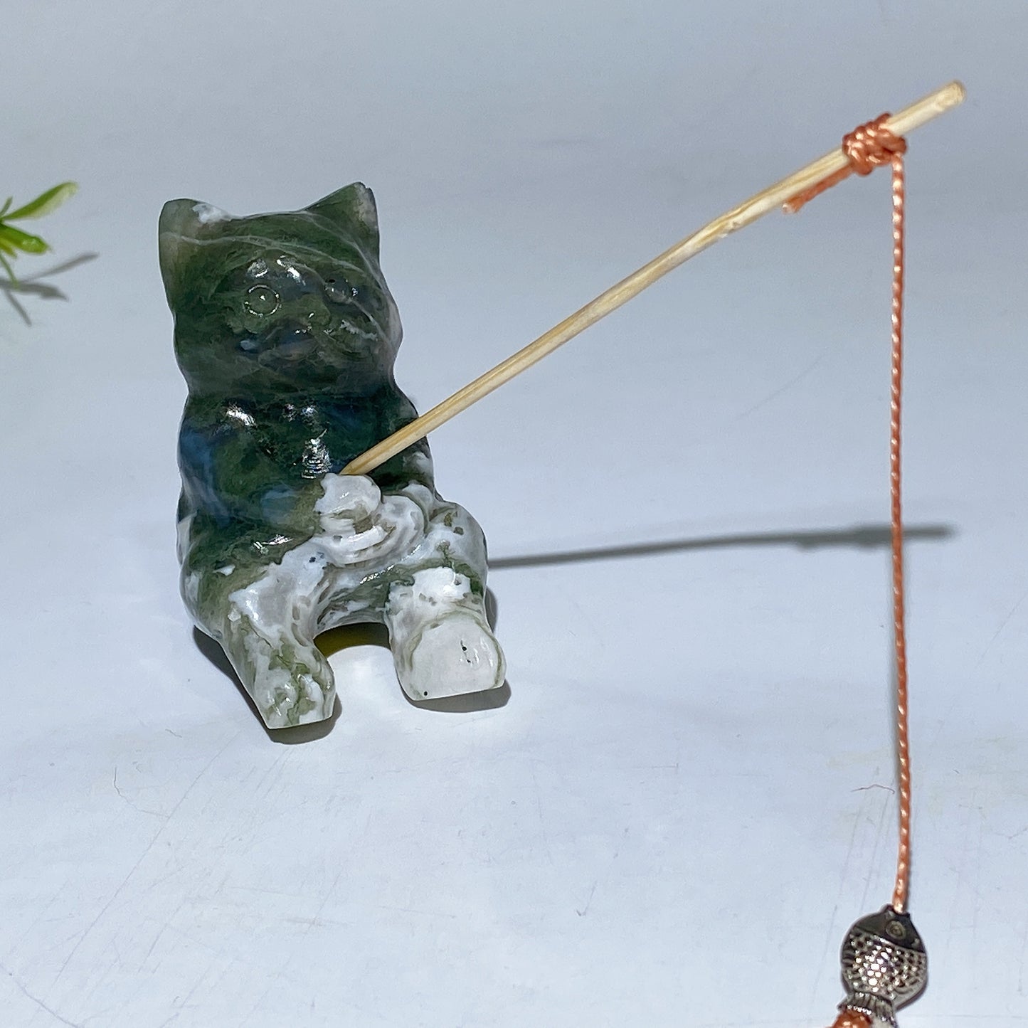 2.3" Crystal Fishing Cat Carving Crystal Healing Bulk Wholesale
