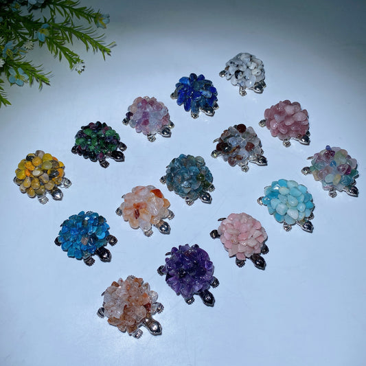 2.0" Crystal Chips Metal Turtle Free Form Crystal Healing Bulk Wholesale