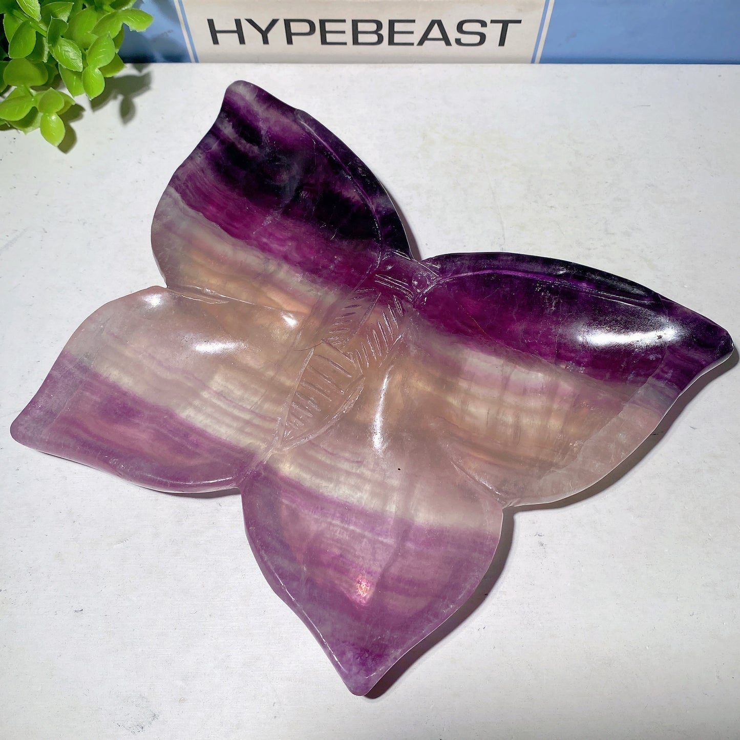 7.2" Purple Fluorite Butterfly Bowl Carvings Crystal Healing Bulk Wholesale