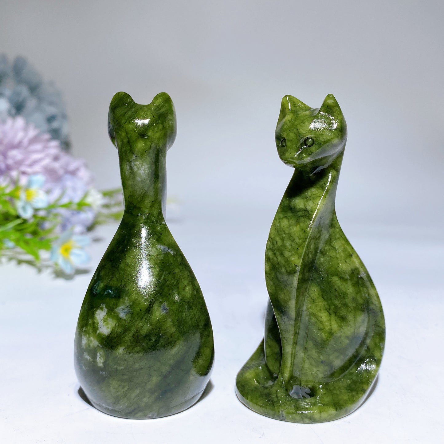 3.1" Serpentine Cat Carving Crystal Healing Bulk Wholesale