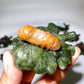 2.7" Crystal Silkworm on Serpentine Leaf Carving Crystal Healing Bulk Wholesale