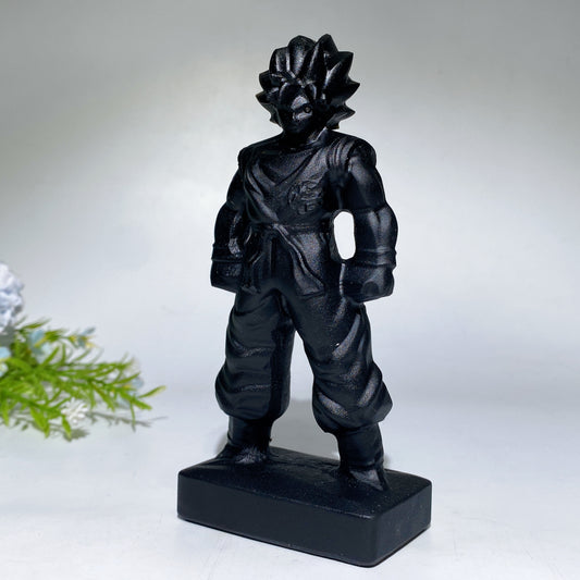 5.9" Black Obsidian Goku Carving Crystal Healing Bulk Wholesalen