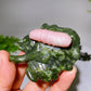 2.7" Crystal Silkworm on Serpentine Leaf Carving Crystal Healing Bulk Wholesale