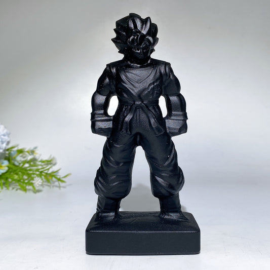 5.9" Black Obsidian Goku Carving Crystal Healing Bulk Wholesalen